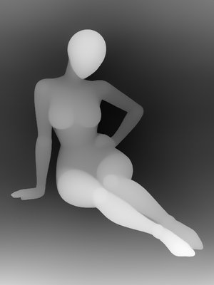 双腿斜伸・手扶腰 · P006 · 坐姿 · 正面
